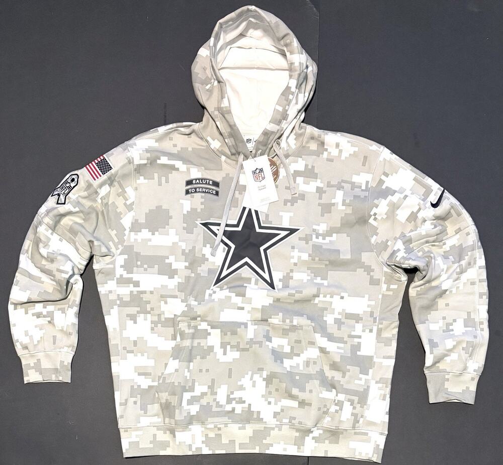 Nike Dallas Cowboys Salute To Service Hoodie Mens Sz 2XL NWT Arctic Camo Wht